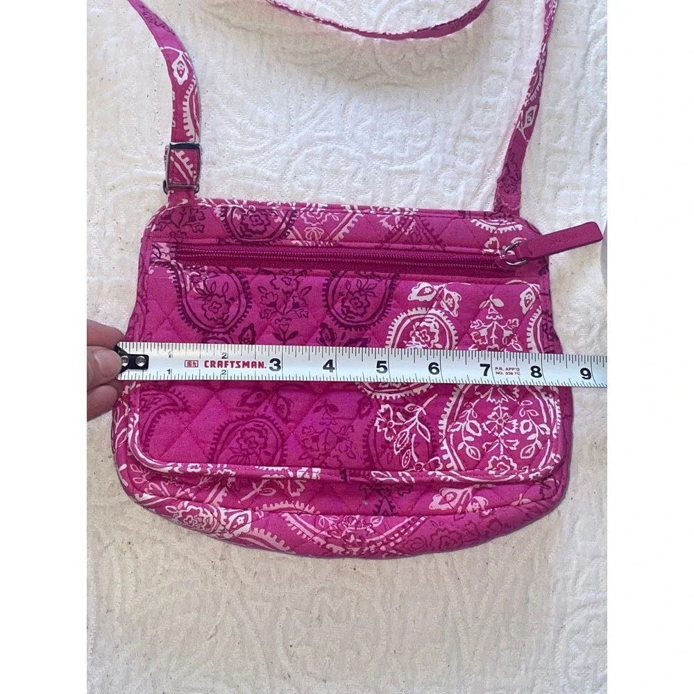 Vera Bradley Pink Paisley Quilted Cotton Crossbody Bag Small Messenger Purse